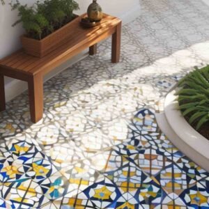 Close-up of mosaic tiles with a sophisticated and harmonious design